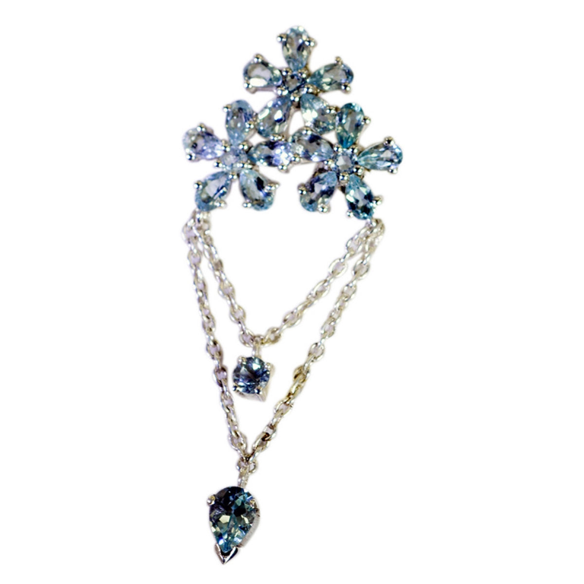 Blue Topaz Featherlight Moroccan 925 Silver multiple Blue Pendant Hoofdafbeelding