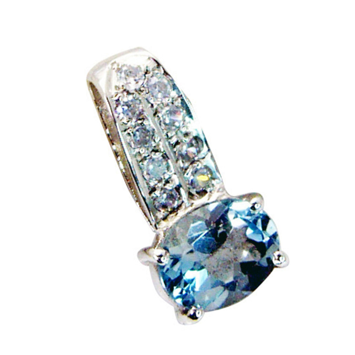 Pendentif délicat en argent sterling avec topaze bleue et pierre bleue du Moyen-Orient Image secondaire du produit