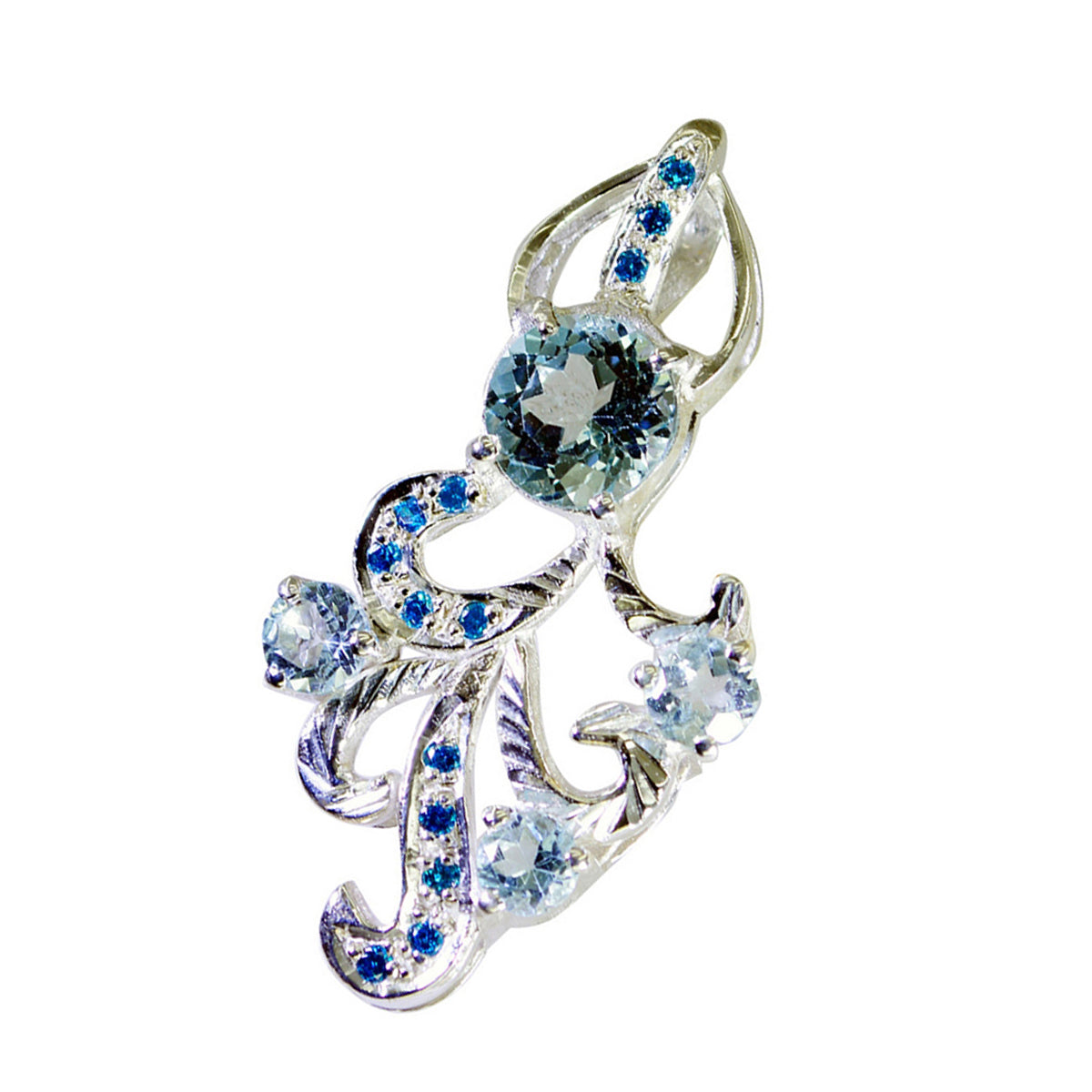 Blue Topaz Edgy Indian 92.5 Silver multiple Riya wedding Blue Pendant Jewellery