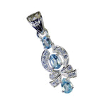 Blue Topaz Classic Indian Silver multiple Natcha Cocktail Blue Pendant Jewelry