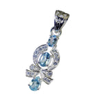 Blue Topaz Classic Indian Silver multiple Natcha Cocktail Blue Pendant Jewelry