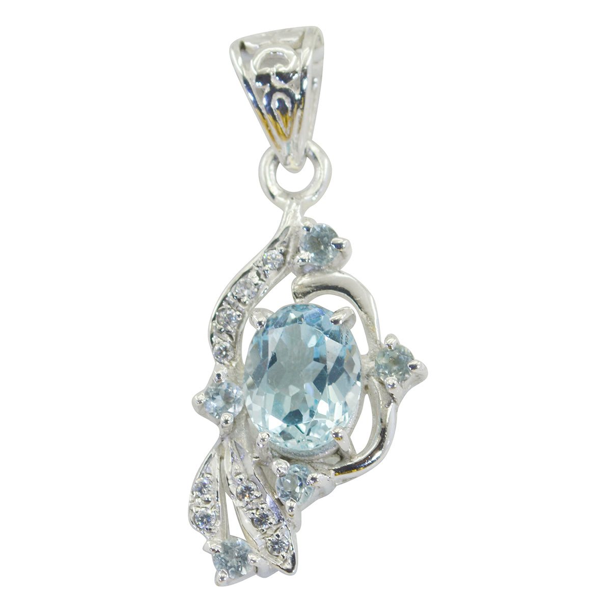 Blue Topaz Classic African Sterling Silver multiple Blue Pendant Huvudsaklig produktbild