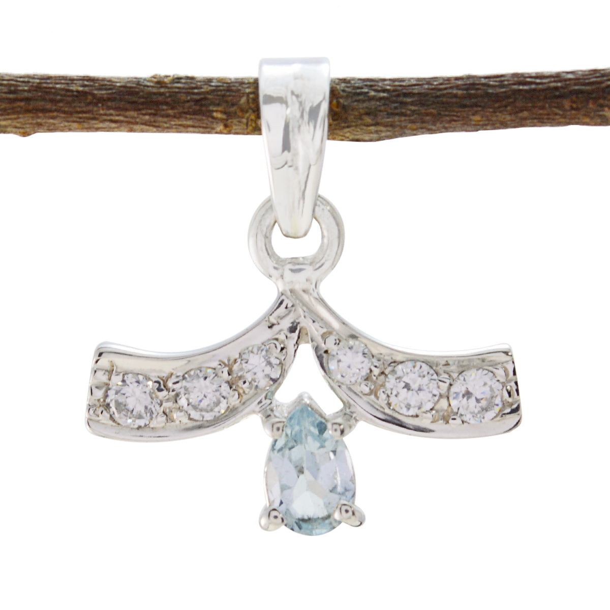 Blue Topaz Minimalist Australian 92.5 Silver multiple Blue Pendant Главное изображение товара