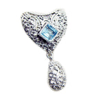 Blue Topaz Statement Egyptian Silver Solitaire Blue Pendant
