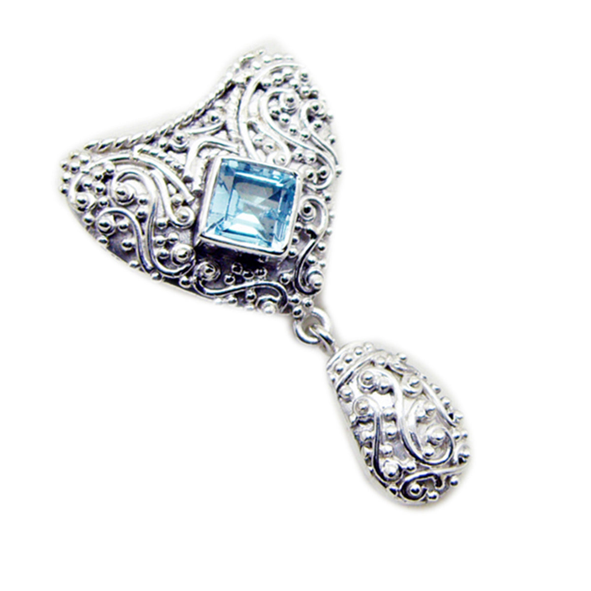 Blue Topaz Statement Egyptian Silver Solitaire Nora Rope-Wire Blue Pendant Jewelry Главное изображение товара