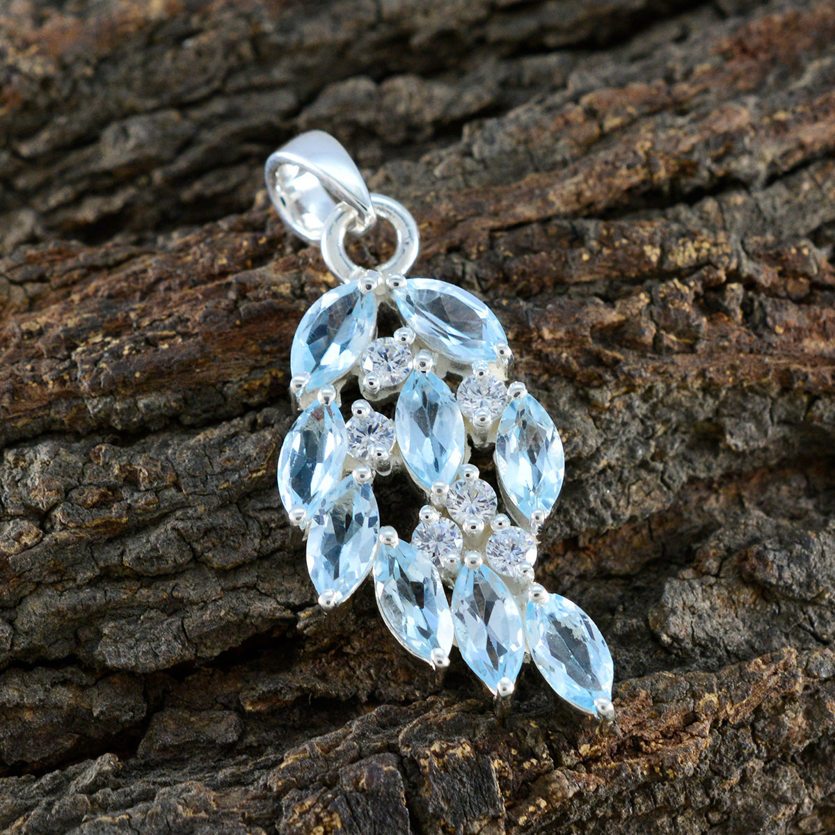 Blue Topaz Minimal Turkish 92.5 Silver multiple Addison valentine Blue Pendant Jewellery