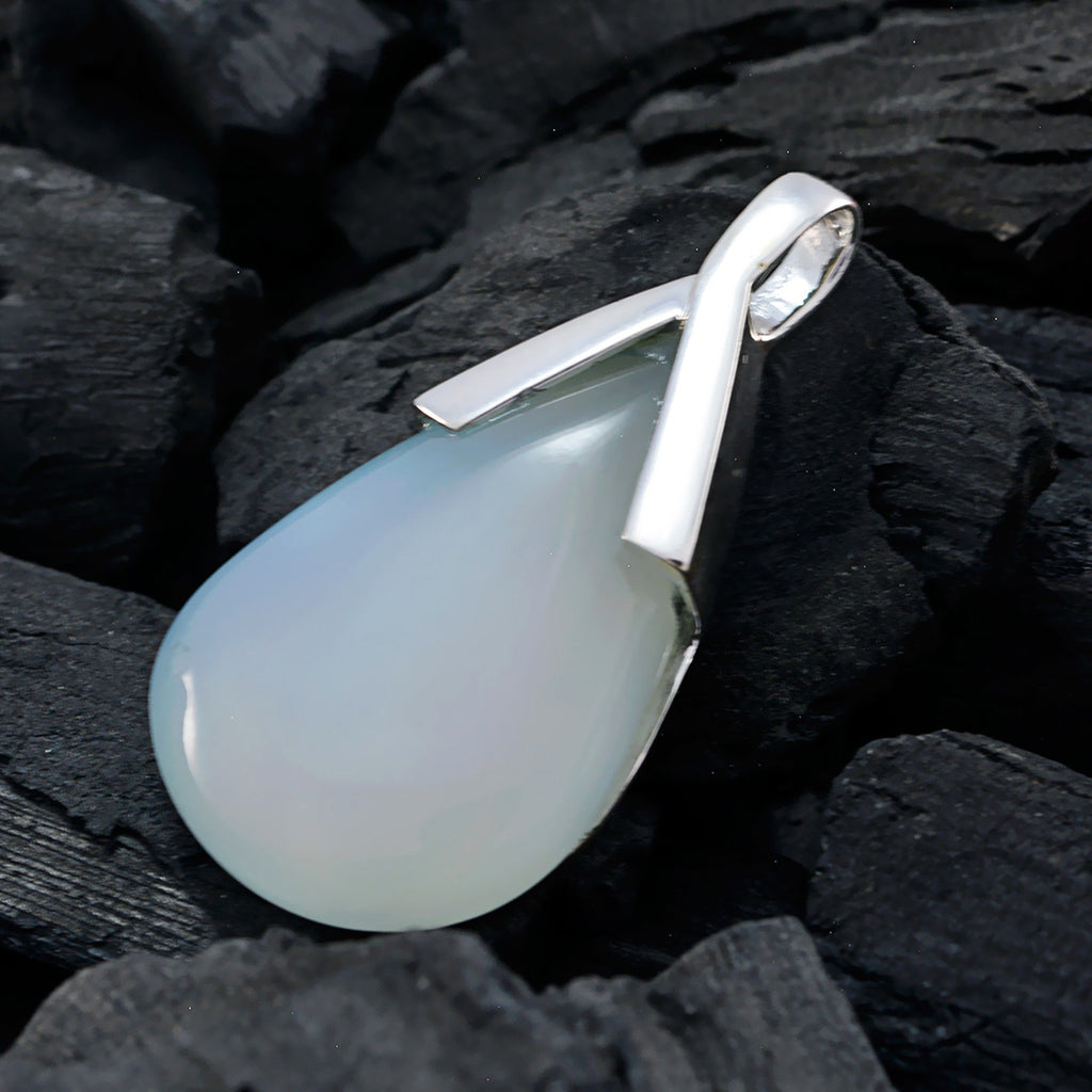 Aqua Chalcedony Mid-weight Latin American 925 Silver Solitaire Genesis propsel Blue Pendant Jewelry