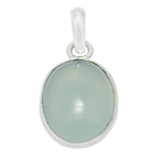 Aqua Chalcedony Dainty Egyptian 92.5 Silver Solitaire Aqua Pendant