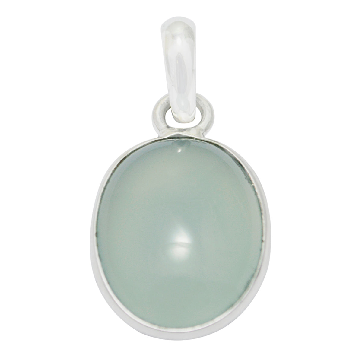Aqua Chalcedony Dainty Egyptian 92.5 Silver Solitaire Aqua Pendant