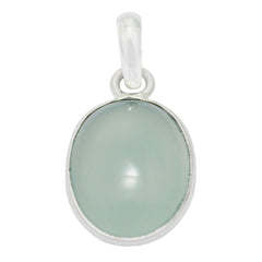 Aqua Chalcedony Dainty Egyptian 92.5 Silver Solitaire Aqua Pendant