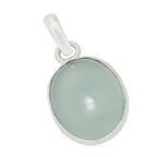 Aqua Chalcedony Dainty Egyptian 92.5 Silver Solitaire Savannah wedding Blue Pendant Jewellery