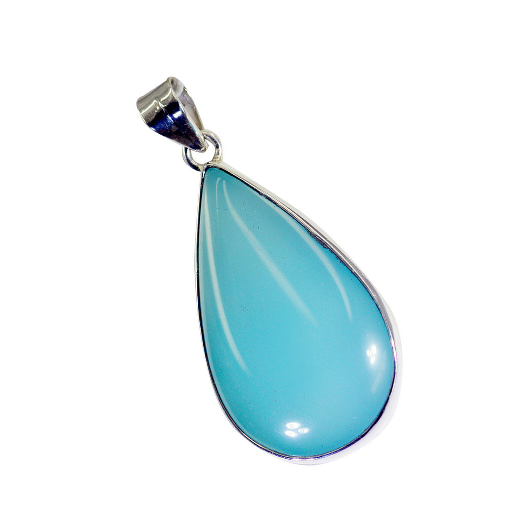 Blue Chalcedony Essential Turkish Sterling Silver Solitaire Alejandra Engagement Blue Pendant Jewellery