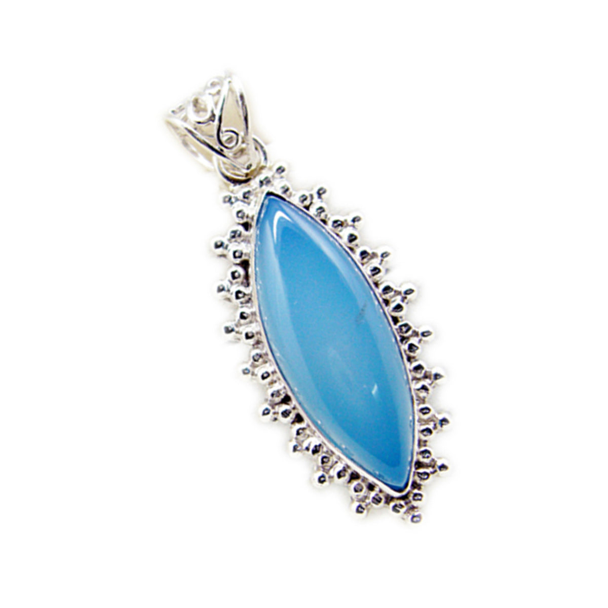 Blue Chalcedony Edgy Mexican Sterling Silver Solitaire Skylar Feminine Blue Pendant Jewellery