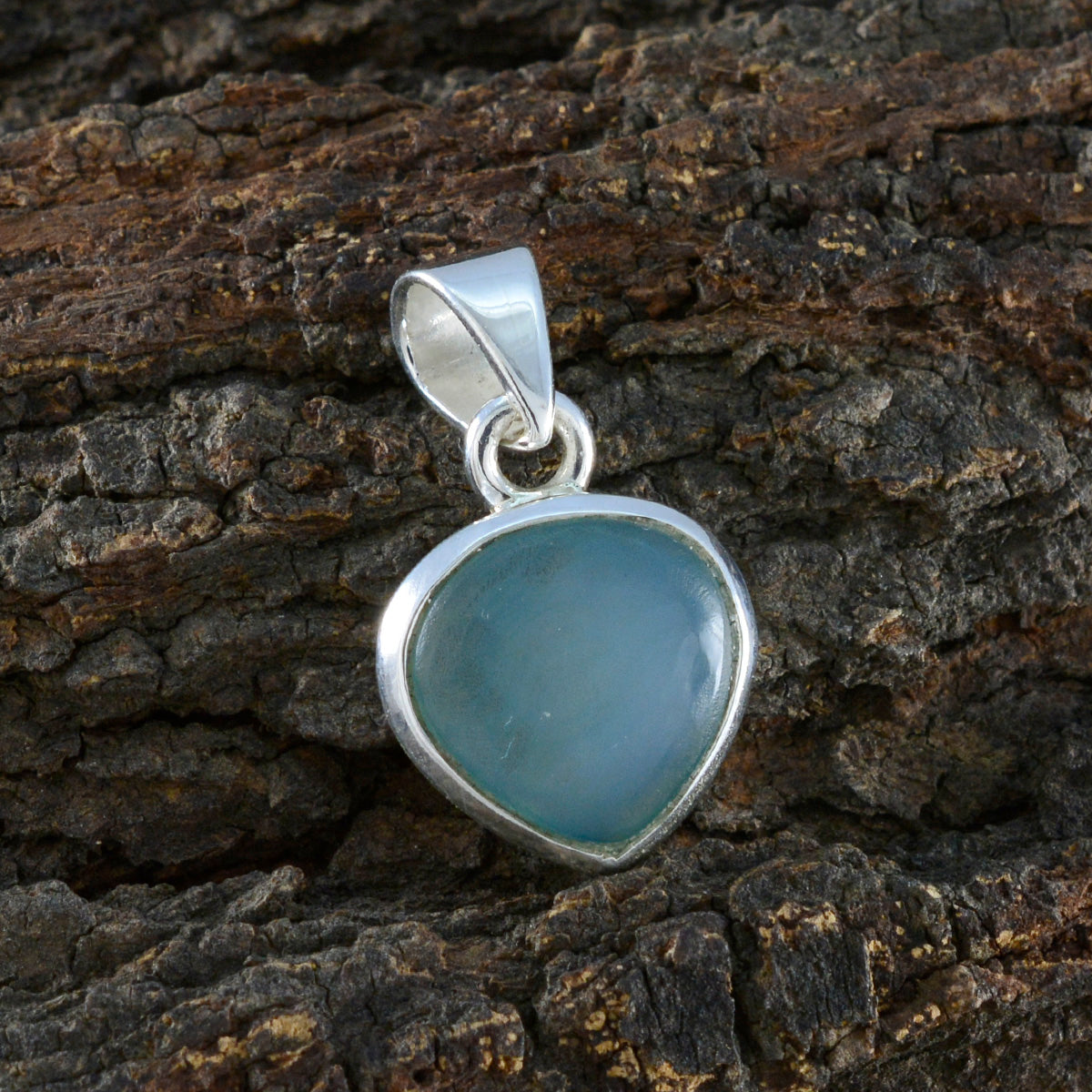 Aqua Chalcedony Dainty German 92.5 Silver Solitaire Renata propsel Blue Pendant Jewellery