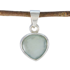 Aqua Chalcedony Dainty German 92.5 Silver Solitaire Aqua Pendant