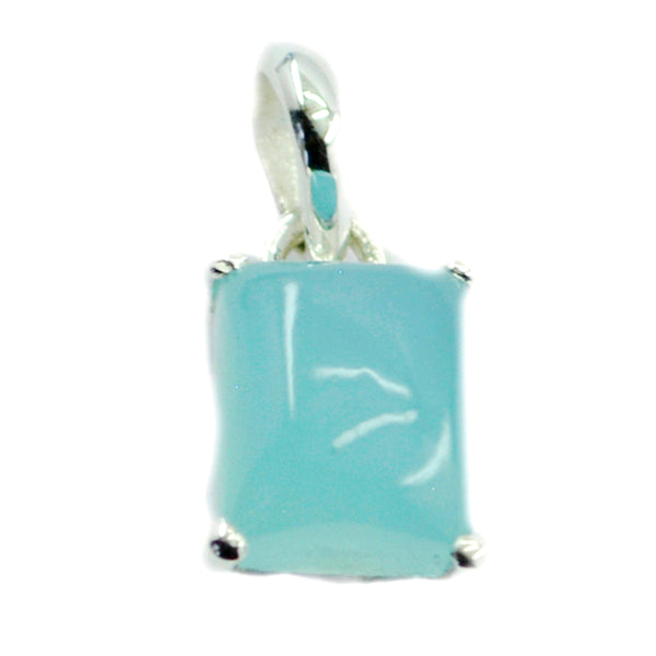 Blue Chalcedony Delicate Italian 925 Silver Solitaire Blue Pendant