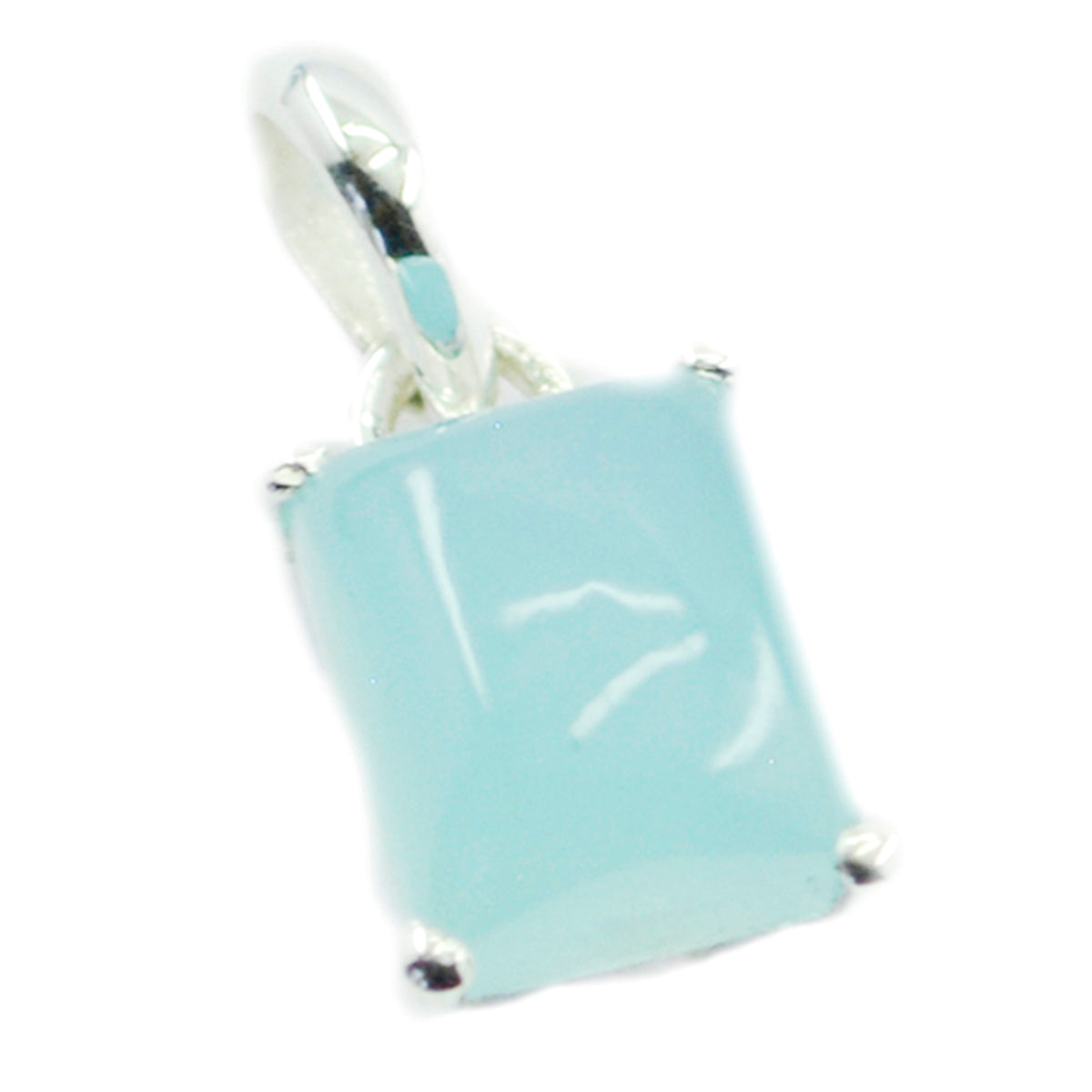 Delicado colgante solitario Mia de calcedonia azul en plata 925 italiana. Sofisticado colgante azul. Imagen principal del producto