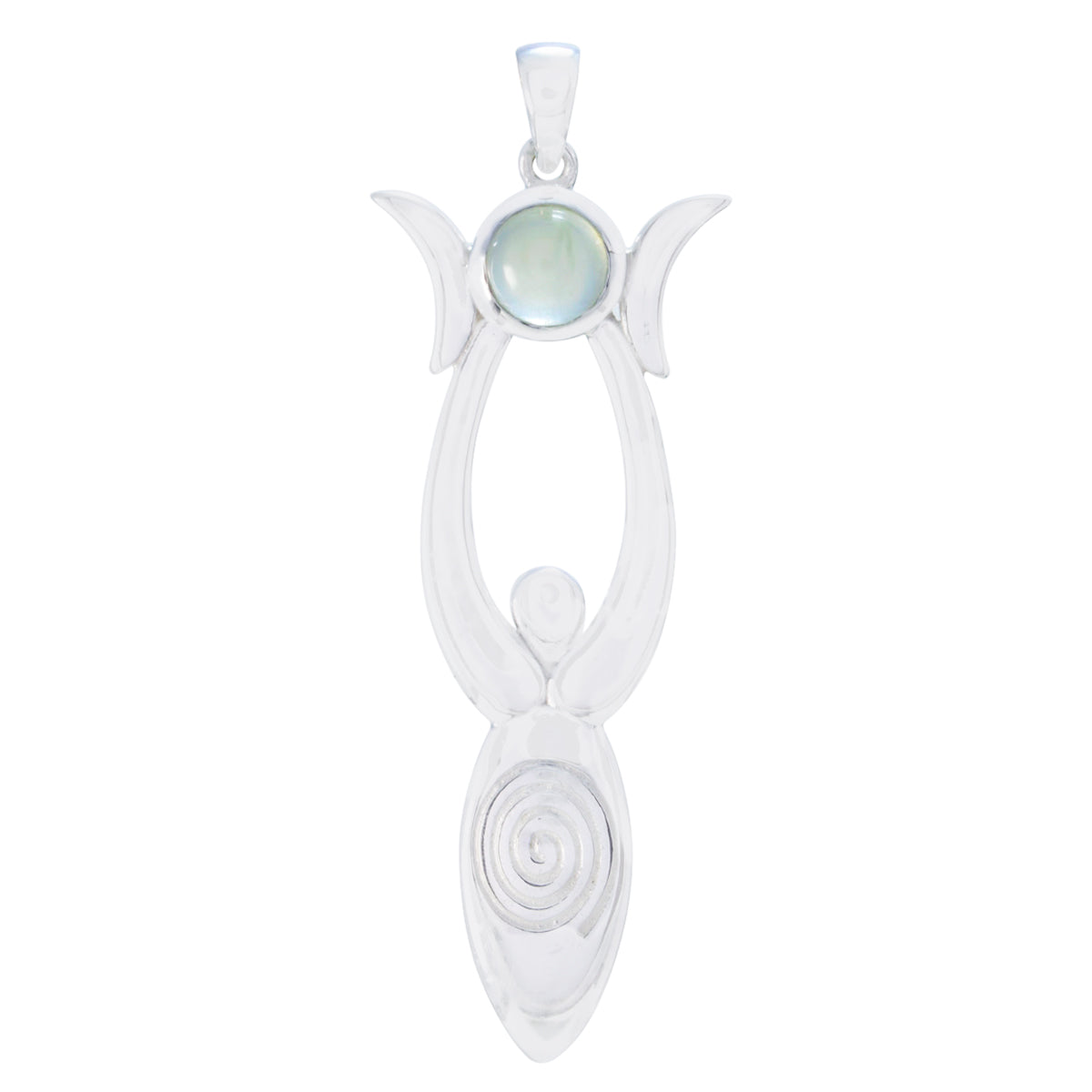 Aqua Chalcedony Whisper-thin Spanish 92.5 Silver Solitaire Aqua Pendant Immagine principale del prodotto