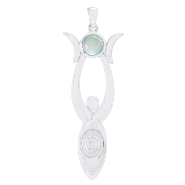 Aqua Chalcedony Whisper-thin Spanish 92.5 Silver Solitaire Aqua Pendant