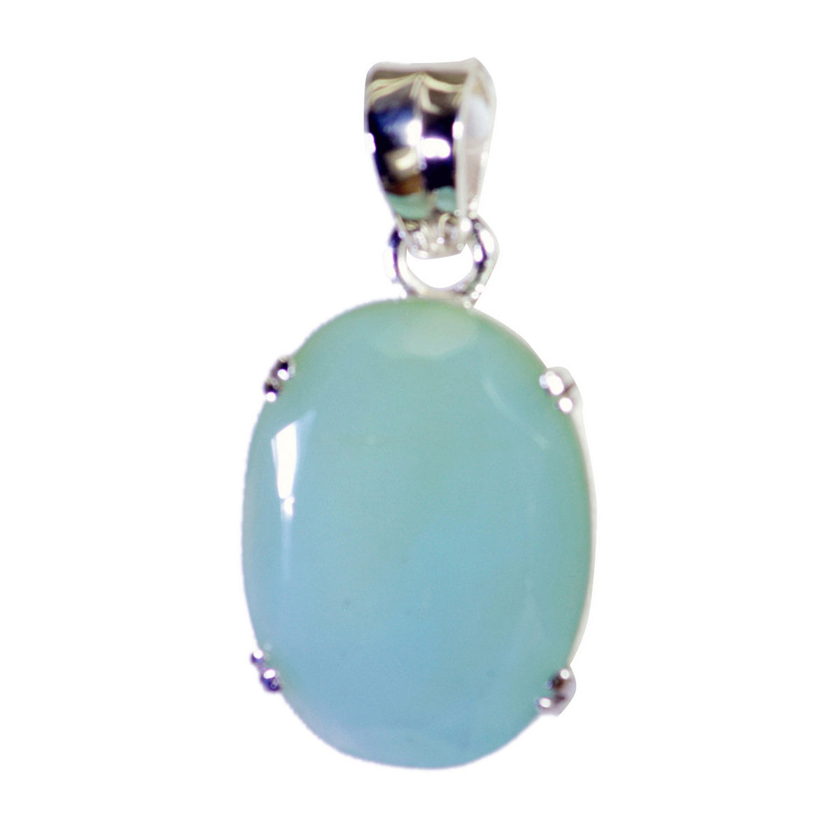 Blue Chalcedony Featherlight Moroccan Sterling Silver Solitaire Blue Pendant Immagine principale del prodotto