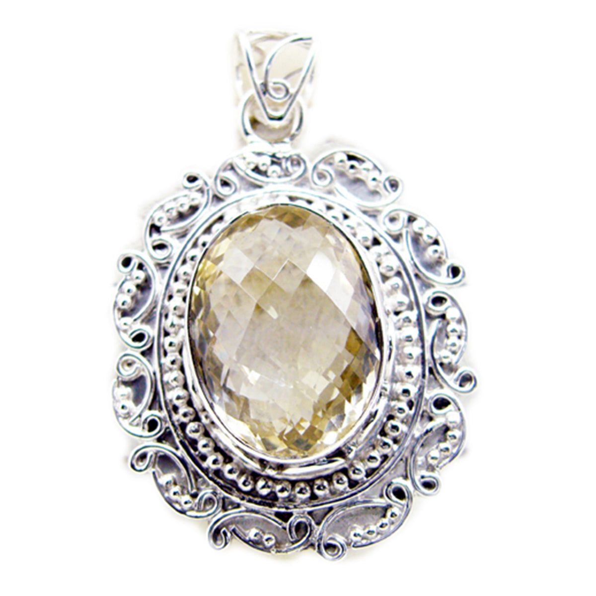 Citrine Statement American 92.5 Silver Solitaire Yellow Pendant
