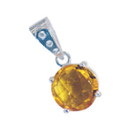 Citrine Dainty French Silver Solitaire Victoria Contemporary Yellow Pendant Jewelry