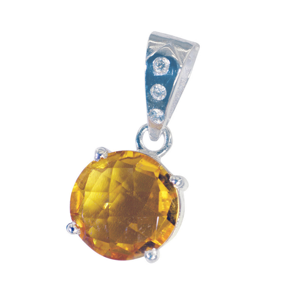 Citrine Dainty French Silver Solitaire Victoria Contemporary Yellow Pendant Jewelry