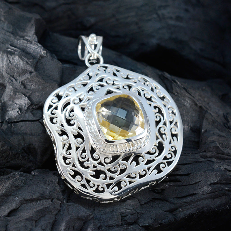Citrine Chunky Spanish 92.5 Silver Solitaire Lucy Retro Yellow Pendant Jewellery