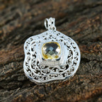 Citrine Chunky Spanish 92.5 Silver Solitaire Lucy Retro Yellow Pendant Jewellery