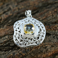 Citrine Chunky Spanish 92.5 Silver Solitaire Lucy Retro Yellow Pendant Jewellery