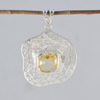Citrine Chunky Spanish 92.5 Silver Solitaire Lucy Retro Yellow Pendant Jewellery