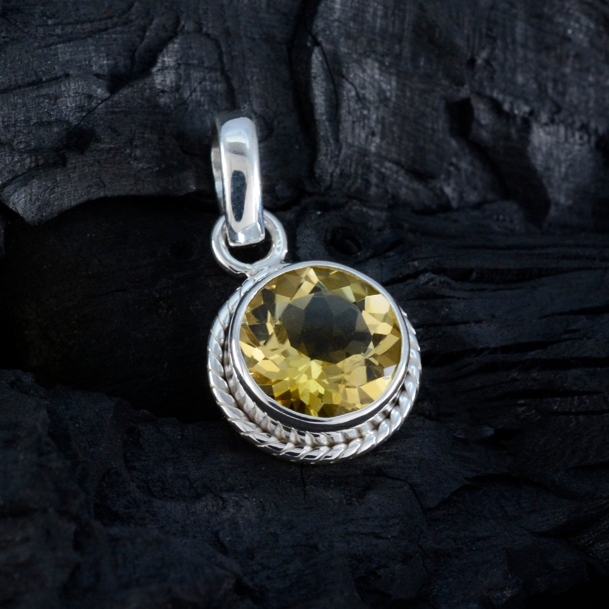 Citrine Whisper-thin Turkish 92.5 Silver Solitaire Natalia Rope-Wire Yellow Pendant Jewellery