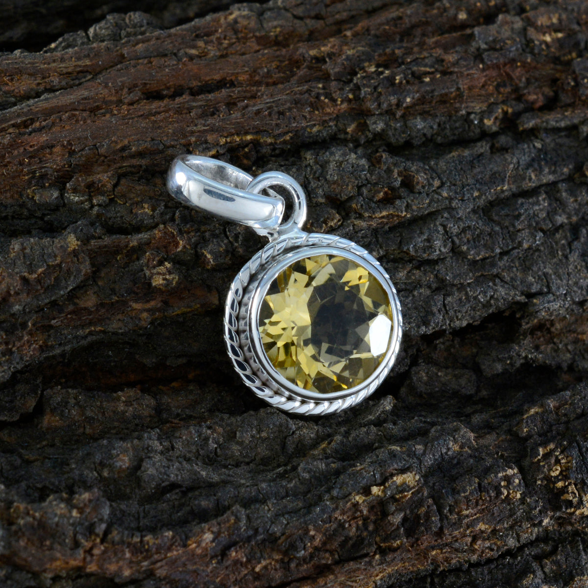 Citrine Whisper-thin Turkish 92.5 Silver Solitaire Natalia Rope-Wire Yellow Pendant Jewellery