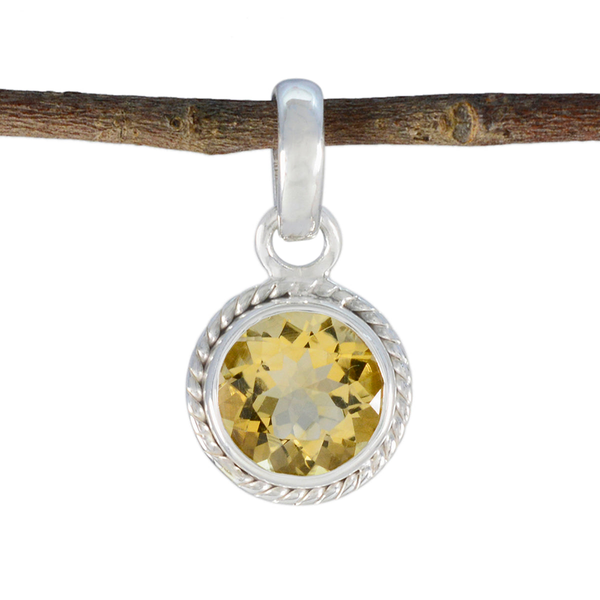 Citrine Whisper-thin Turkish 92.5 Silver Solitaire Yellow Pendant メイン画像