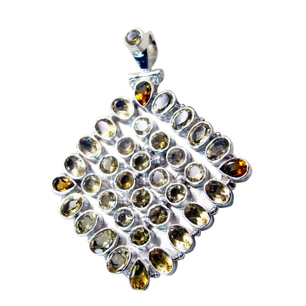 Citrine Chunky Latin American Silver multiple Yellow Pendant