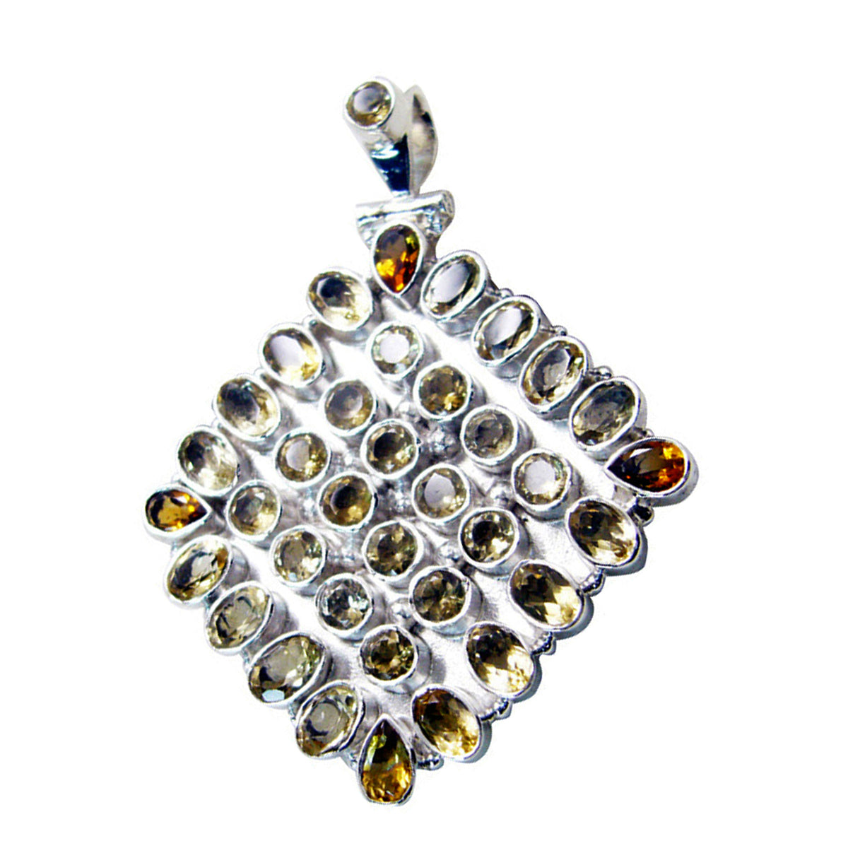 Citrine Chunky Latin American Silver multiple Yellow Pendant