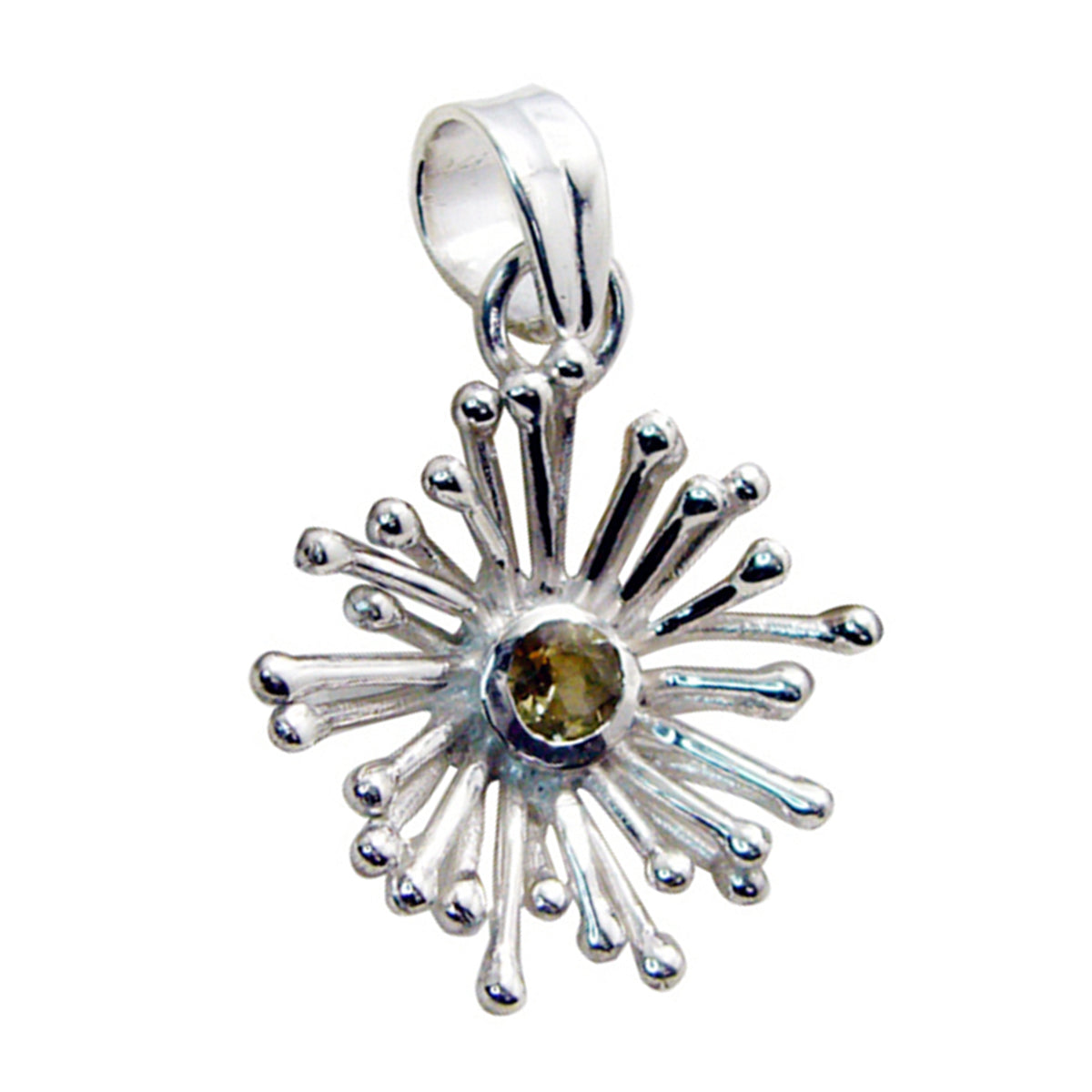 Citrine Classic Italian Silver Solitaire Yellow Pendant Immagine principale del prodotto