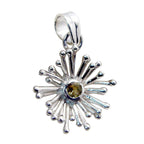 Citrine Classic Italian Silver Solitaire Yellow Pendant