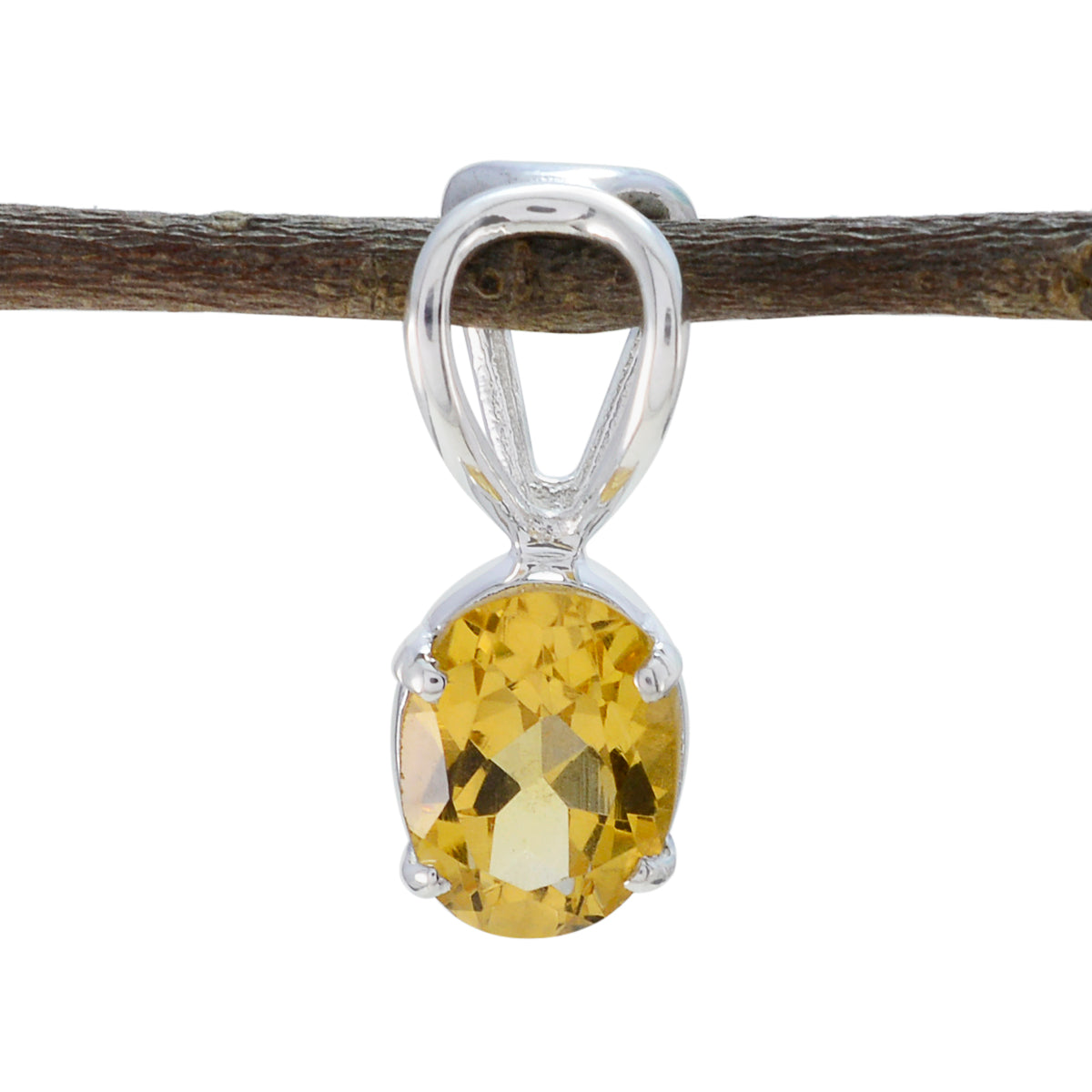 Citrine Minimalist Japanese Sterling Silver Solitaire Yellow Pendant
