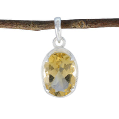 Citrine Dainty German 92.5 Silver Solitaire Yellow Pendant