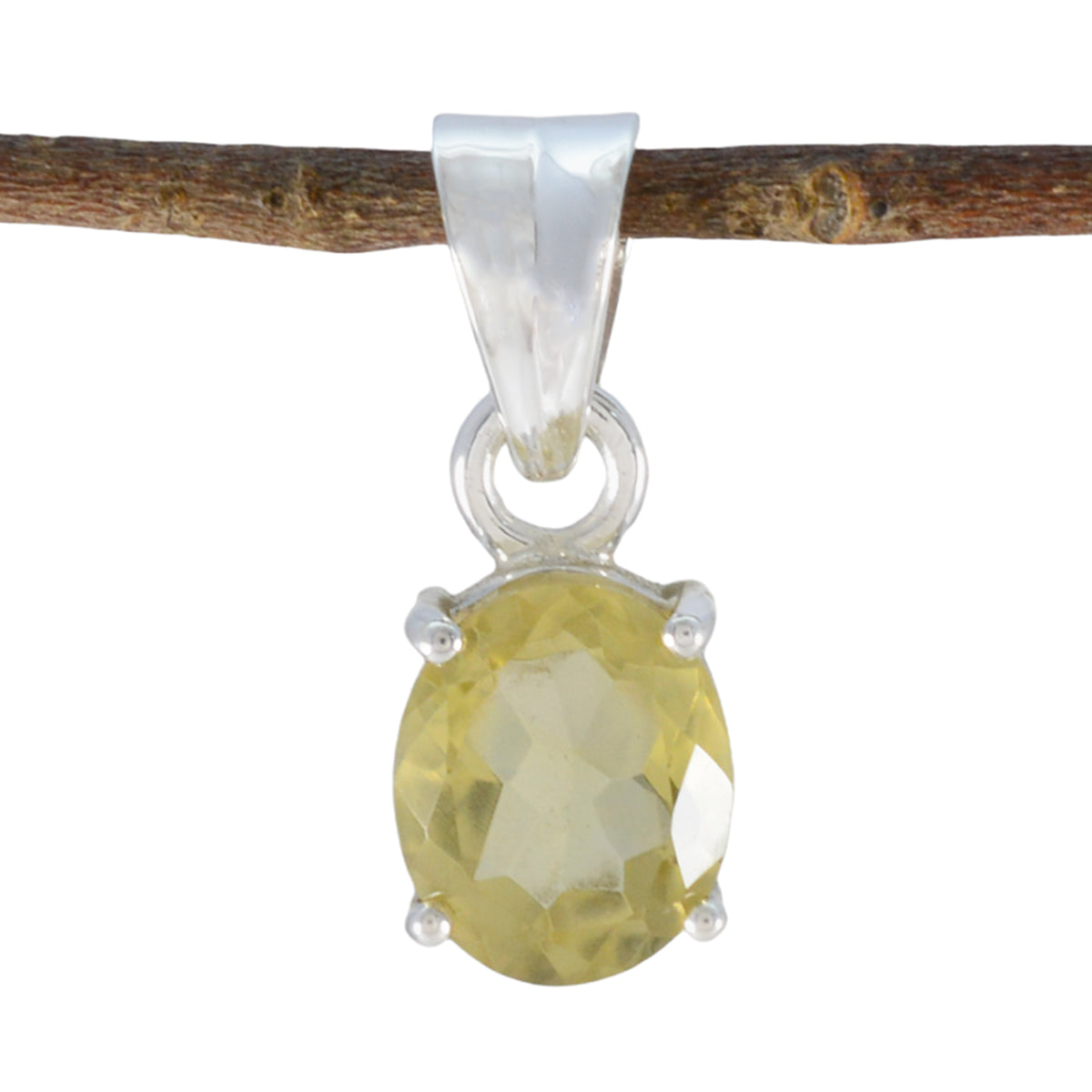 Citrine Dainty French Sterling Silver Solitaire Yellow Pendant Immagine principale del prodotto