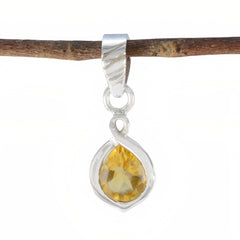 Citrine Delicate German 925 Silver Solitaire Yellow Pendant
