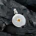 Citrine Whisper-thin Italian 925 Silver Solitaire Alina Signet Yellow Pendant Jewelry