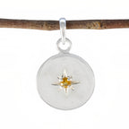 Citrine Whisper-thin Italian 925 Silver Solitaire Yellow Pendant
