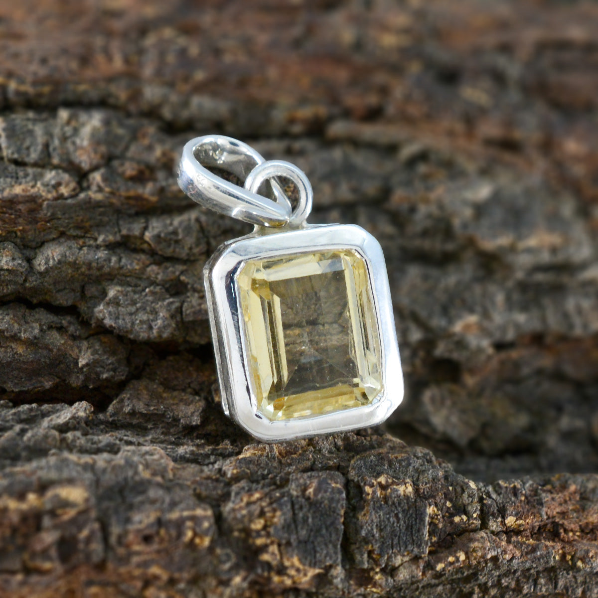 Citrine Dainty French Silver Solitaire Julieta Abstract Yellow Pendant Jewelry