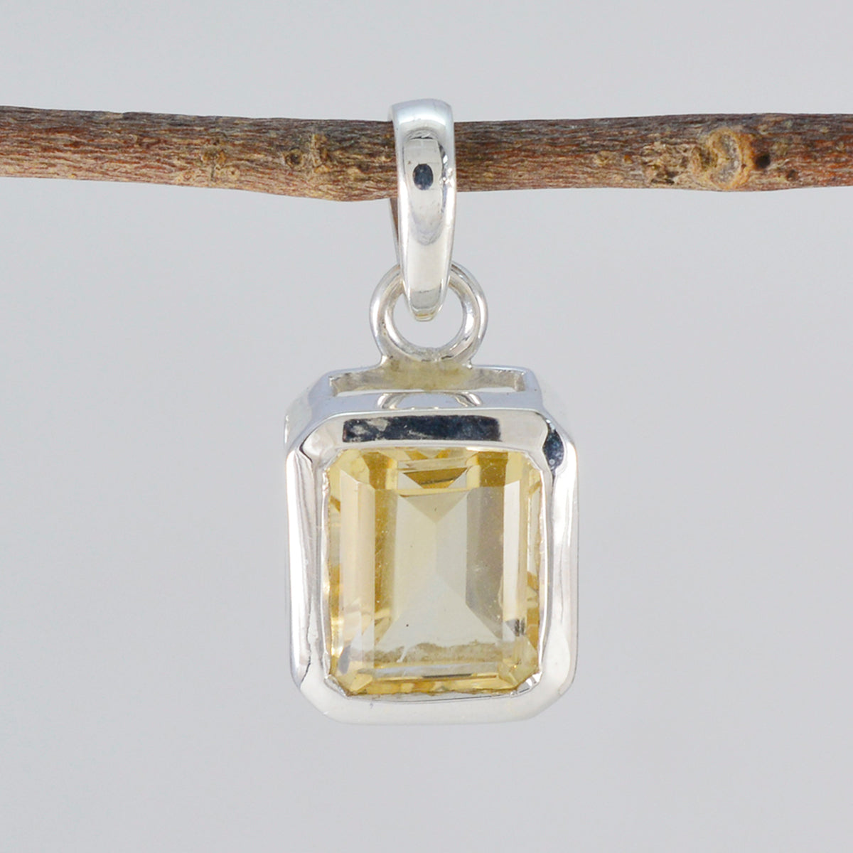 Citrine Dainty French Silver Solitaire Julieta Abstract Yellow Pendant Jewelry