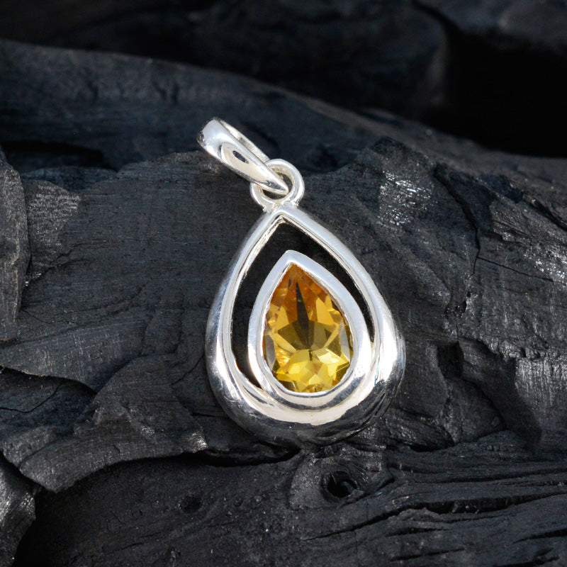 Citrine Delicate French Silver Solitaire Micaela Feminine Yellow Pendant Jewelry