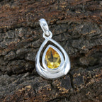 Citrine Delicate French Silver Solitaire Micaela Feminine Yellow Pendant Jewelry