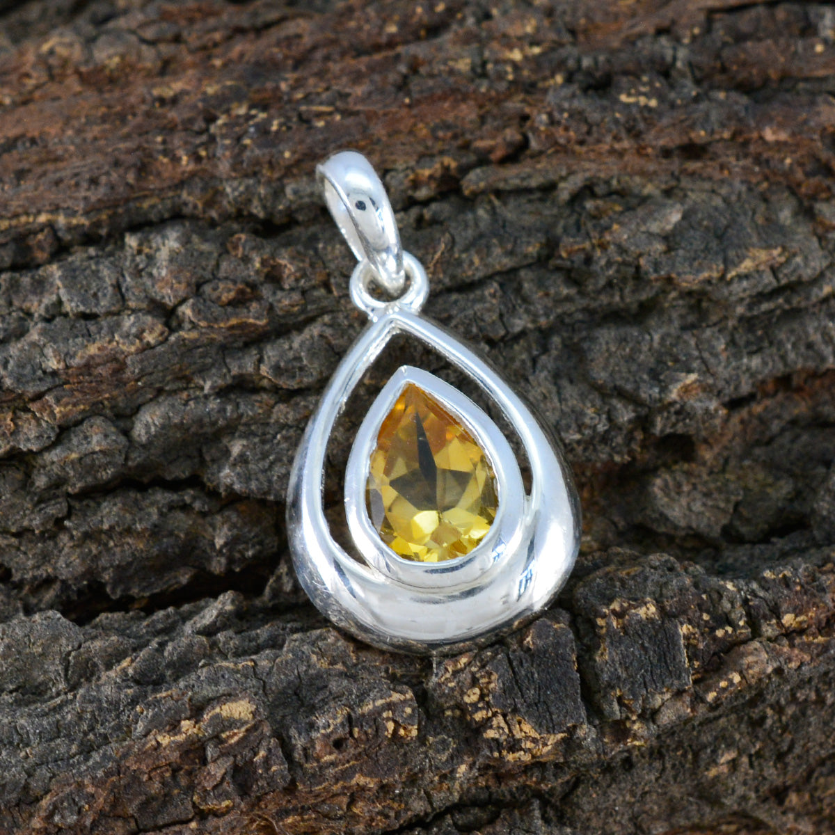 Citrine Delicate French Silver Solitaire Micaela Feminine Yellow Pendant Jewelry