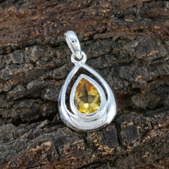 Citrine Delicate French Silver Solitaire Micaela Feminine Yellow Pendant Jewelry